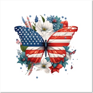 4th of July Floral Butterfly Lover Posters and Art